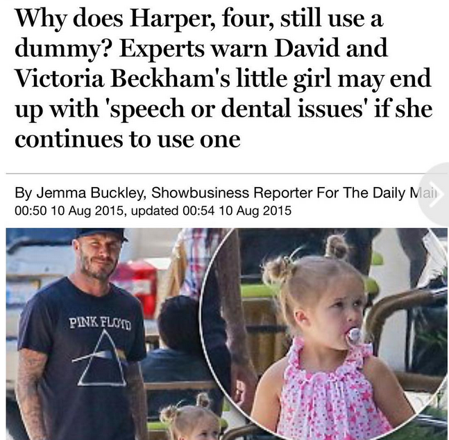 David Beckham defends daughter Harper's pacifier